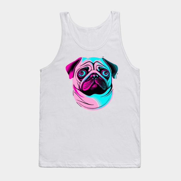 Vaporwave Pug Dog Lover Puppy Tank Top by BetterManufaktur